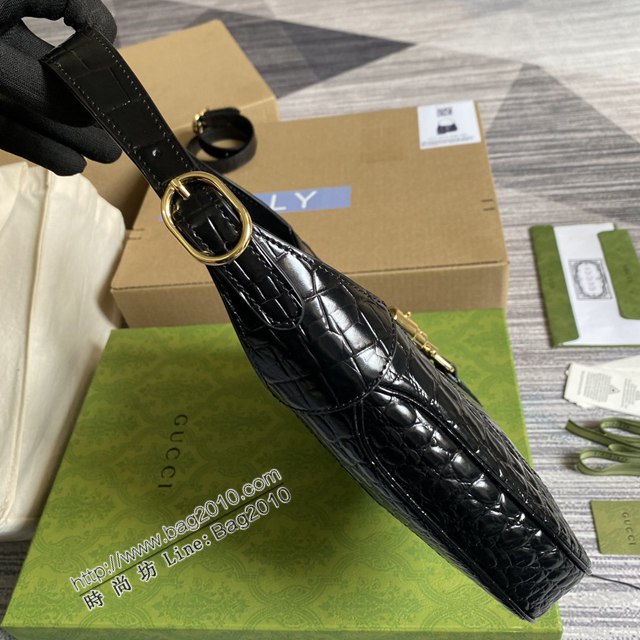 Gucci新款包包 古馳鱷魚紋皮腋下包單肩包 Gucci全皮GG Jackie全皮腋下包斜挎包 636709  ydg3201
